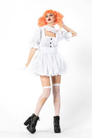 Disfraz de payaso y muñeca fantasma de Halloween, vestido blanco
