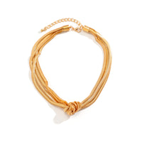 Metallic Texture Knotted Chain Choker Necklace