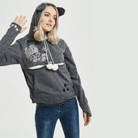 Linda sudadera con capucha de gato con bolsillo grande para mascotas