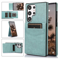 Solid Color Leather Card Wallet Samsung Phone Case