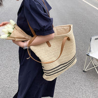 Striped Large Capacity Casual Handbag Summer Straw Tote Bags