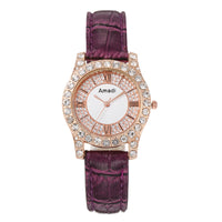 Rhinestone-embedded Roman Face Simple Fashion Quartz Watch Bracelet Gift Set