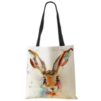 Water Color Print Wildlife Pattern Tote Bags