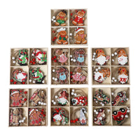 12 PCs Christmas Wooden Pendant Boxed Christmas Tree Ornaments