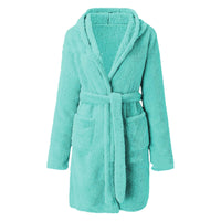 Plush Hooded Short Bath Robe
