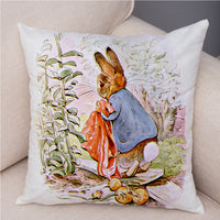 Storybook Cartoon Rabbit Peach Skin Fabric Pillow Cover