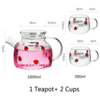 Borosilicate Glass Strawberry Jug Cup Set