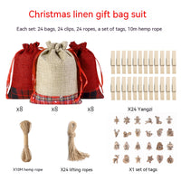 Christmas Countdown Gift Linen Christmas Candy Packaging Bag Set
