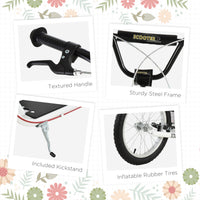 Toddler Scooter, White, Adjustable Handlebar, Kick Scooter For Kids 5,Dual Brakes, Inflatable Wheels