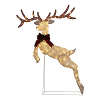 5FT Lighted Jumping Reindeer Christmas Decorations, Pre-lit Holiday Decor With Warm White LED Lights For Xmas Outdoor Indoor Decor Lighted Holiday Displays