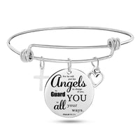 Pulsera con dije de brazalete cruzado con escritura bíblica