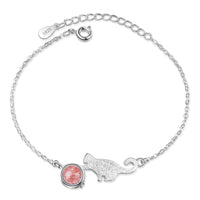 Sweet Strawberry Crystal Moonstone Playful Cat Bracelet