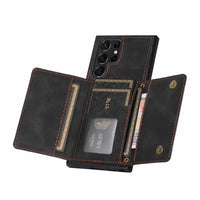Three-Fold Wallet Leather Samsung Phone Case