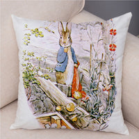 Storybook Cartoon Rabbit Peach Skin Fabric Pillow Cover