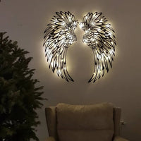 Arte tallado de la decoración de la pared del metal con la decoración ligera de las alas del ángel