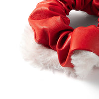 Faux Leather and Fur Scrunchie Set (2 Pcs)
