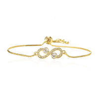 Pulsera con dije de infinito y corazón de circonio para mujer, microconjunto de latón ajustable