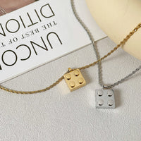 Square Building Block Pendant Necklace