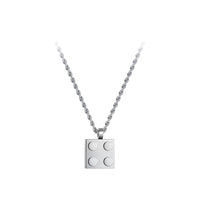 Square Building Block Pendant Necklace