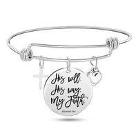 Pulsera con dije de brazalete cruzado con escritura bíblica