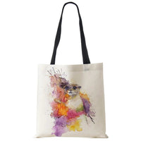 Water Color Print Wildlife Pattern Tote Bags