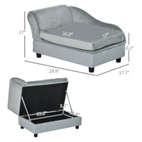 Luxury Dog Bed For Small Dogs, Hidden Storage, Soft Foam Couch, Modern Pet Furniture, Gray