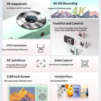 High-definition Digital Camera For Kids And Students Beauty-mode Selfie Camera Compact Point-and-shoot Camera