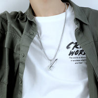 Stainless Steel Guitar Pendant Titanium Steel Necklace (Mens)