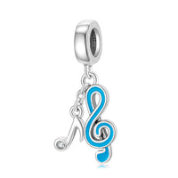 S925 Sterling Silver Inlaid Diamond Instrument Guitar Piano DIY Bracelet Necklace Pendant Accessories