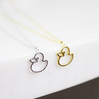 Cute Hollow Little Duck Sweet Pendant Necklace