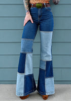 Vintage Rose Embroidered Flared Jeans