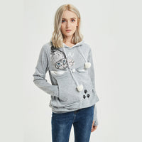 Linda sudadera con capucha de gato con bolsillo grande para mascotas