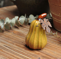 Ornement peint rustique en céramique de scène de citrouille
