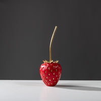 Gold Stem Strawberry Shaped Decorative Figure
