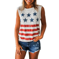 Summer Women's Crew Neck Printed Sleeveless Top