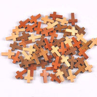 Wooden Cross Beads (50 Pcs)