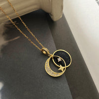 Collier étoile lune en argent sterling S925