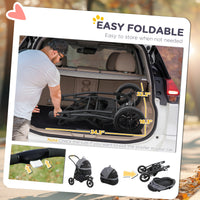 3 In 1 Pet Jogging Stroller For Small Dogs And Cats With Detachable Carrier, Storage Basket, Gray