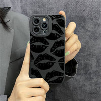 Monochrome Black Lips iPhone Case