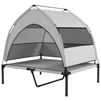 Elevated Dog Bed With Removable Canopy, Portable Outside Raised Pet Cot With Cooling Pad, Storage Bag, 36 X 29.5 X 35