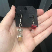 Wine Glass And Bottle Opener Earrings