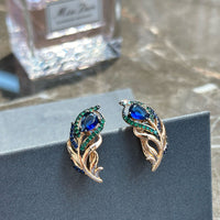 Fashion Wild Rose Gold Peacock Green White Zircon Earrings