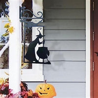 Décorations en métal fantôme de sorcière de chat noir de cour d'Halloween