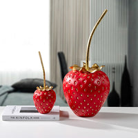 Gold Stem Strawberry Shaped Decorative Figure