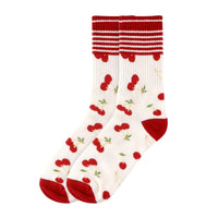 Varsity-Striped Cherry Socks