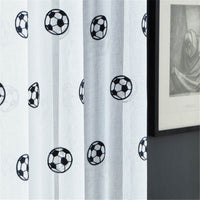 Cortinas bordadas con balón de fútbol para habitación infantil