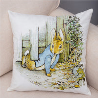 Storybook Cartoon Rabbit Peach Skin Fabric Pillow Cover