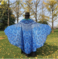 Cape d'Halloween en plumes de paon Cape de paon en mousseline de soie