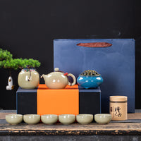 Simple Ceramic Kung Fu Tea Set Gift Box