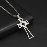 Collier en acier inoxydable avec pendentif croix de baseball creuse